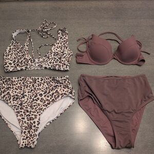 Lot 2 Size Small Fashion Nova Leopard Print+ Mauve Taupe Bikini